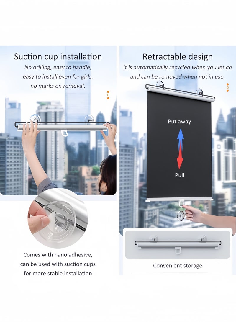 GGEROU Suction Cup Roller Blind Blackout Curtains for Windows, 99% UV Protection Roller Shades, Temporary Blinds, No Drilling Thermal Window Cover, Black 50x125cm - Image 4