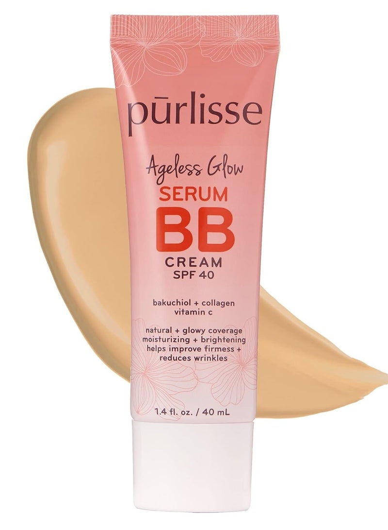 Purlisse pūrlisse Ageless Glow Serum BB Cream SPF 40 : Clean & Cruelty-Free, Full & Flawless Coverage, Hydrates with Collagen | Light Medium 1.4oz - Image 1