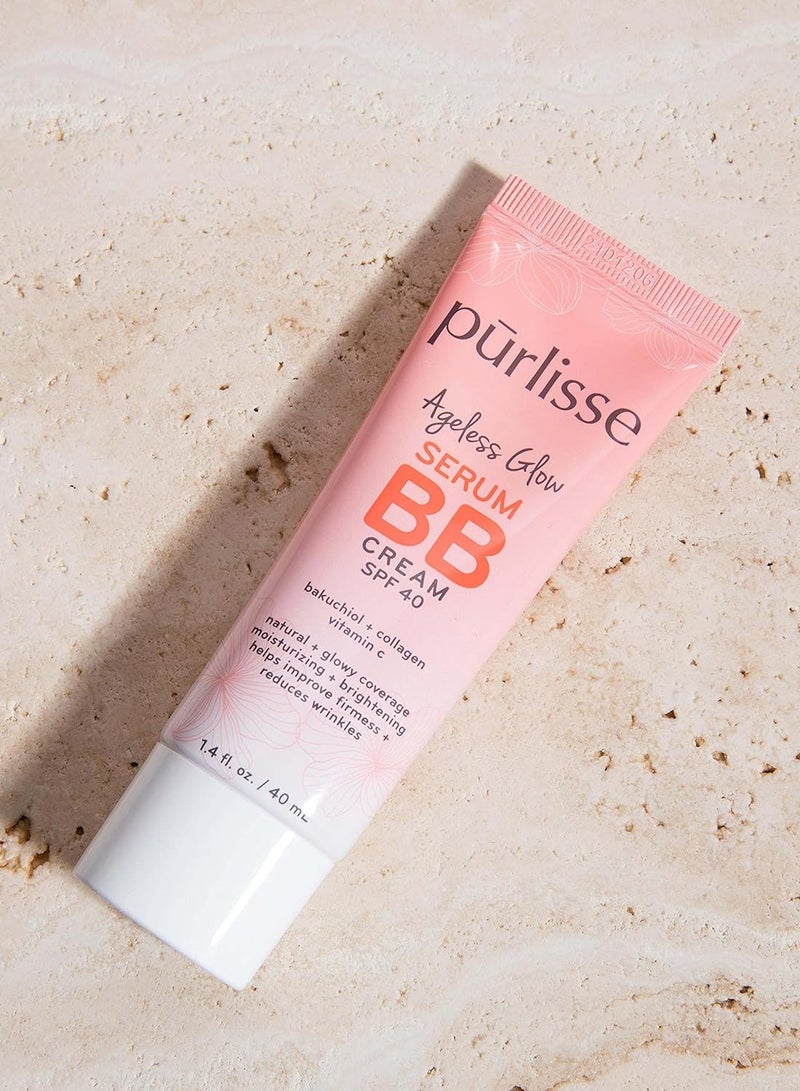 Purlisse pūrlisse Ageless Glow Serum BB Cream SPF 40 : Clean & Cruelty-Free, Full & Flawless Coverage, Hydrates with Collagen | Light Medium 1.4oz - Image 2