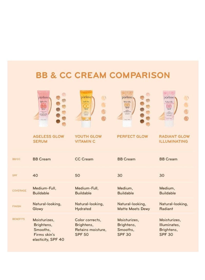Purlisse pūrlisse Ageless Glow Serum BB Cream SPF 40 : Clean & Cruelty-Free, Full & Flawless Coverage, Hydrates with Collagen | Light Medium 1.4oz - Image 4