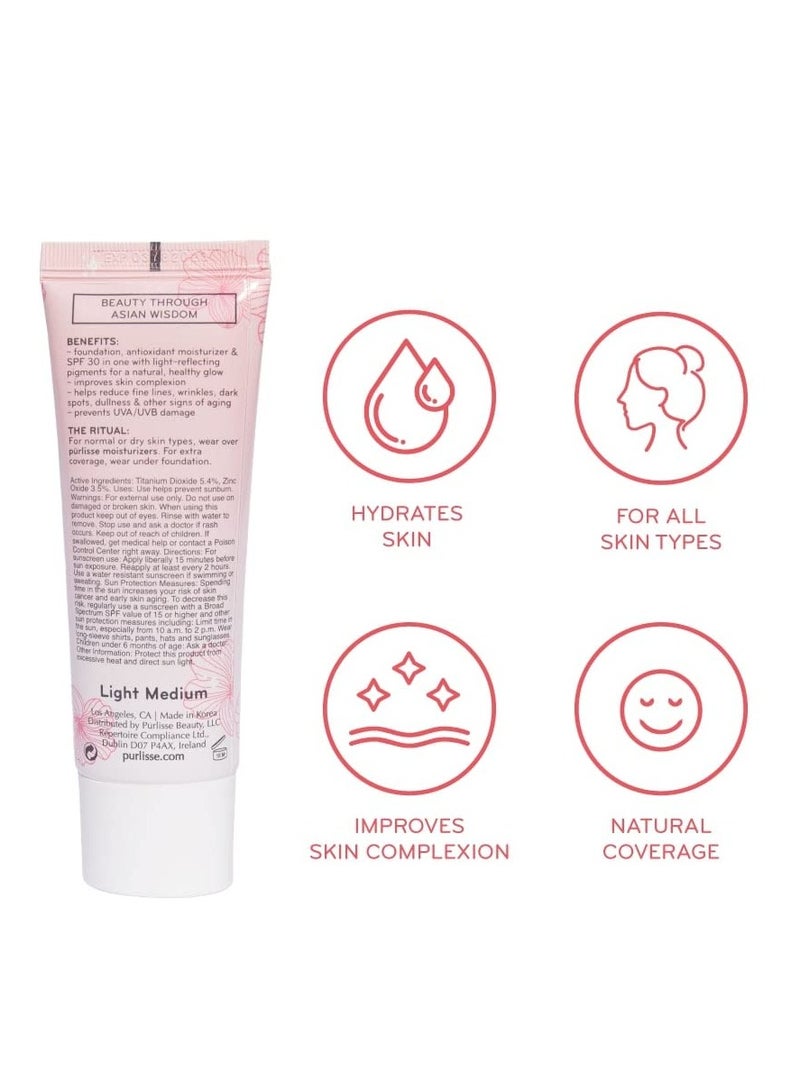Purlisse pūrlisse Ageless Glow Serum BB Cream SPF 40 : Clean & Cruelty-Free, Full & Flawless Coverage, Hydrates with Collagen | Light Medium 1.4oz - Image 3