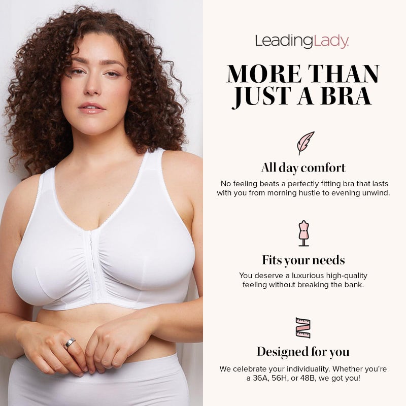 Leading Lady Meryl Cotton Front-Closure Comfort & Sleep Bra - Comfy Cotton Sleep and Leisure Bras For Women. - Image 3