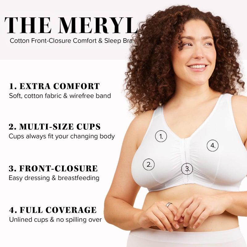 Leading Lady Meryl Cotton Front-Closure Comfort & Sleep Bra - Comfy Cotton Sleep and Leisure Bras For Women. - Image 2