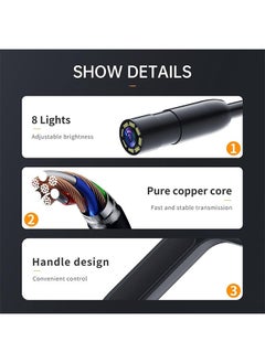 DAREU Dual Lens Industrial Inspection Camera with Light - 1080P HD Borescope, IP67 Waterproof Cable, 5M Hard Wire, 8+1 LED Lights, 8mm Handheld Endoscope  - Image 4