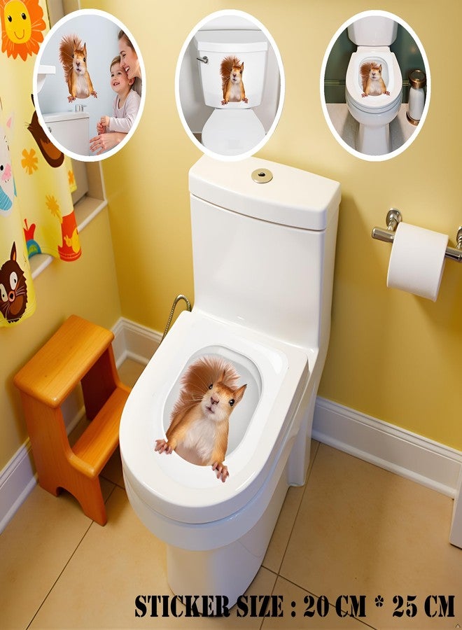 Spiaty PVC Decorative Squirrel Toilet Sticker, Waterproof Bathroom Decal, Brown and White, 20 x 25 cm, Anti-Fouling Surface - Image 5