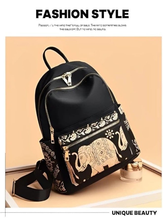 JAISOM PU Leather Stylish Casual Elephant Printed Backpack Daypack for Teen Girls | Women’s Mini Anti‑Theft Water‑Resistant Shoulder Bag | Lightweight 15L College Travel Casual Outings Backpack - Image 2