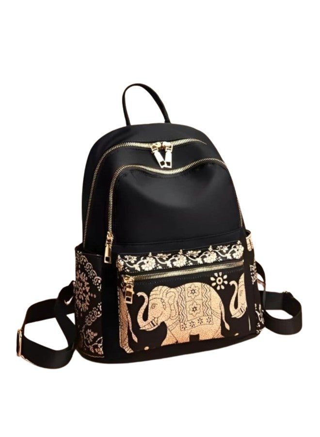 JAISOM PU Leather Stylish Casual Elephant Printed Backpack Daypack for Teen Girls | Women’s Mini Anti‑Theft Water‑Resistant Shoulder Bag | Lightweight 15L College Travel Casual Outings Backpack - Image 1