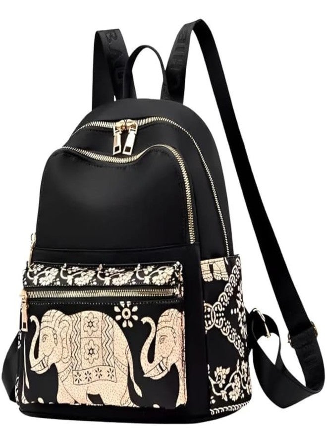 JAISOM PU Leather Stylish Casual Elephant Printed Backpack Daypack for Teen Girls | Women’s Mini Anti‑Theft Water‑Resistant Shoulder Bag | Lightweight 15L College Travel Casual Outings Backpack - Image 3
