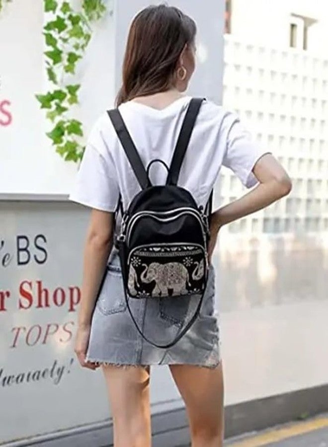 JAISOM PU Leather Stylish Casual Elephant Printed Backpack Daypack for Teen Girls | Women’s Mini Anti‑Theft Water‑Resistant Shoulder Bag | Lightweight 15L College Travel Casual Outings Backpack - Image 4