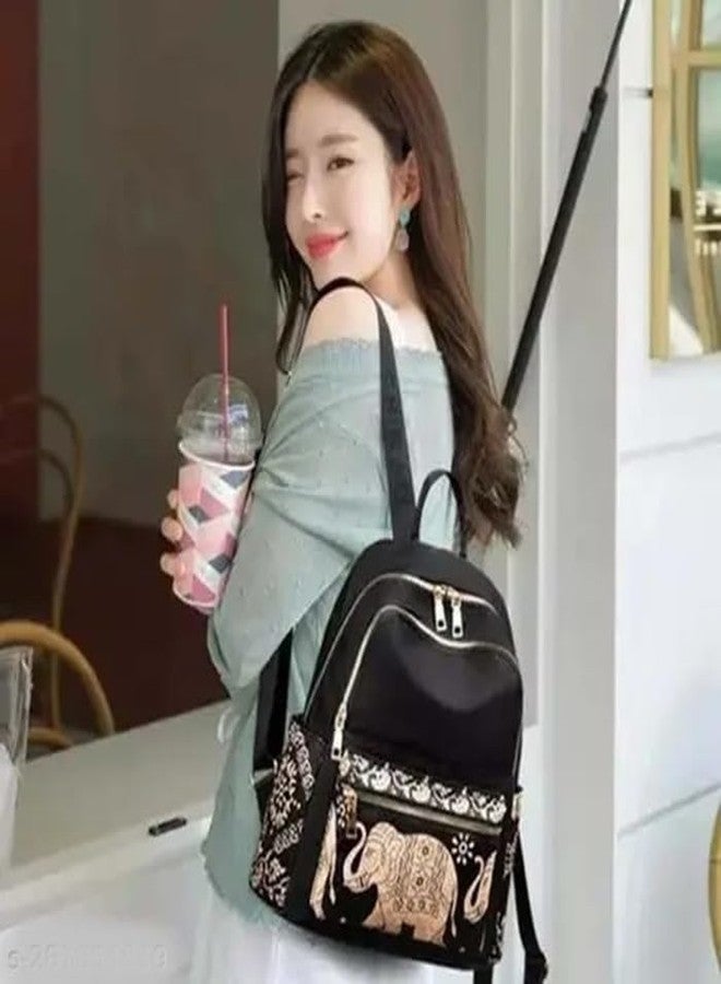 JAISOM PU Leather Stylish Casual Elephant Printed Backpack Daypack for Teen Girls | Women’s Mini Anti‑Theft Water‑Resistant Shoulder Bag | Lightweight 15L College Travel Casual Outings Backpack - Image 5