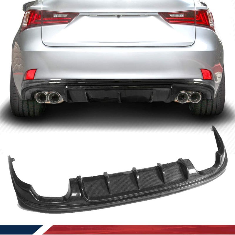 Generic Carbon Fiber Rear Diffuser for Lexus is F 2013-2014 Is200t Is250 Is300 Is350 Base & F Sport 2013-2019 Rear Bumper Cover Lower Lip Factory Outlet (Rear Diffuser)  - Image 1