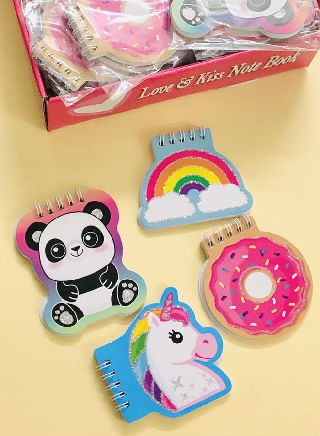 Le Delite Combo pack of mini notebookgirls notepad diary gratitude pocket memo journals easy to carry (palm sized) set of 4 pc/unicorn, panda, donut, rainbow, mermaid patterns - Image 1