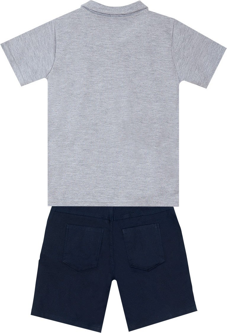 Mshb&G Shark Boy Polo Neck T-Shirt Shorts Set  - Image 4