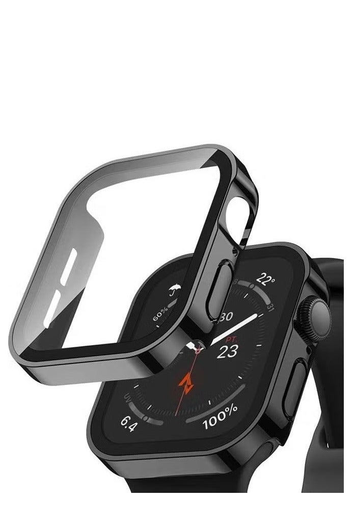 Waterproof Anti-Scratch Apple Watch Series 8/7 45mm Screen Protector Case With HD Tempered Film, Hard PC& Ultra-thin HD Touch Sensitive Film, Full -Screen Cover Bubble-Free Protector Black - Image 1