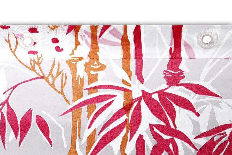 HOMECROWN Bamboo Print Waterproof Shower Curtain 7 feet for Bathroom PVC Plastic Curtain with 8 Plastic Hooks 54 Inch x 84 Inch Pink Pack of 1 - Image 5