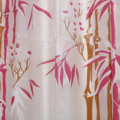 HOMECROWN Bamboo Print Waterproof Shower Curtain 7 feet for Bathroom PVC Plastic Curtain with 8 Plastic Hooks 54 Inch x 84 Inch Pink Pack of 1 - Image 4