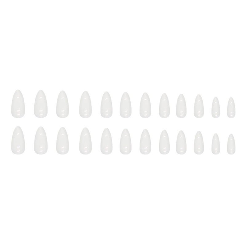 CTTHNBD Press on Nails Almond - Medium Fake Nails with Aurora Design - White Full Cover Stick on False Nails - for Women 24 Pcs - Image 5