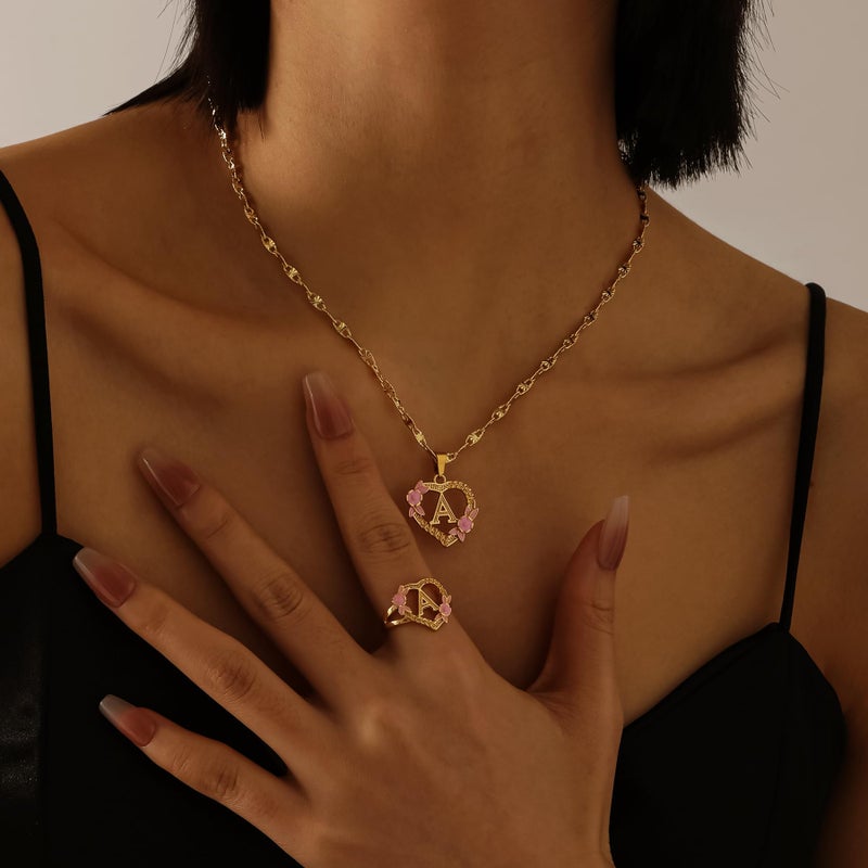 Qitian Initial Heart Necklace for Women Heart Gold Letter M Name Alphabet Pendant Necklace for women Gift - Image 2