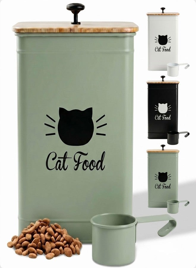 HB Design Co. Metal Cat Food Container with Scoop 5-7 lb (25 Cup), w/ Airtight Bamboo Lid - Image 1