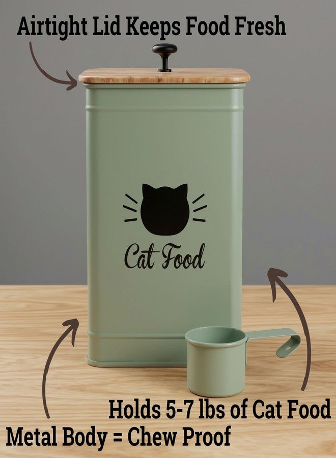 HB Design Co. Metal Cat Food Container with Scoop 5-7 lb (25 Cup), w/ Airtight Bamboo Lid - Image 2