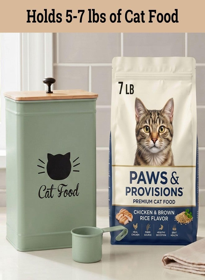 HB Design Co. Metal Cat Food Container with Scoop 5-7 lb (25 Cup), w/ Airtight Bamboo Lid - Image 3