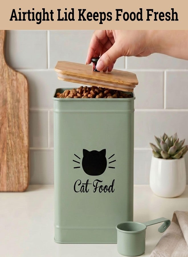 HB Design Co. Metal Cat Food Container with Scoop 5-7 lb (25 Cup), w/ Airtight Bamboo Lid - Image 4