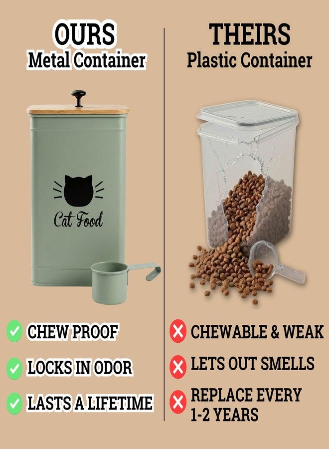 HB Design Co. Metal Cat Food Container with Scoop 5-7 lb (25 Cup), w/ Airtight Bamboo Lid - Image 5