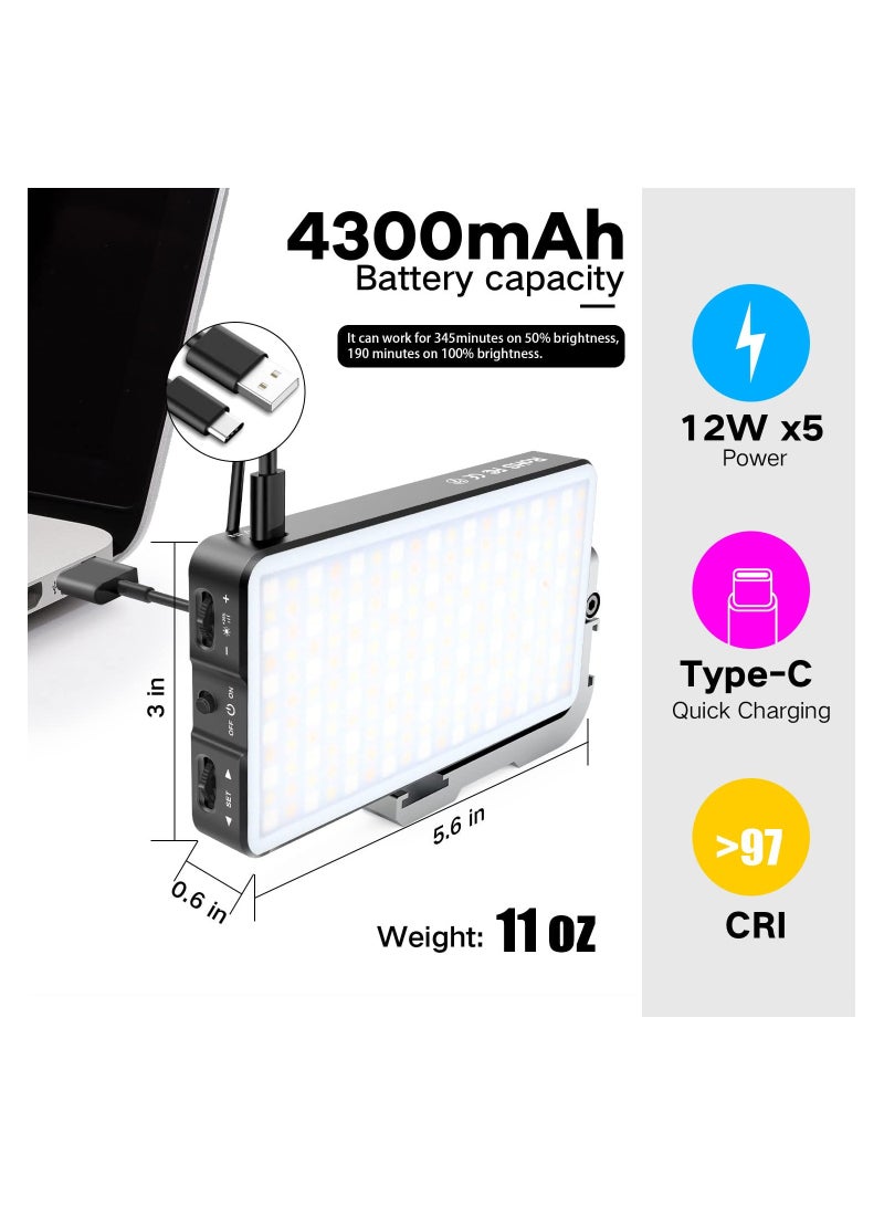 Barakah Pocket RGB Camera Light, Full Color Gamut LED Light 360-Degree RGB Light Aluminum Alloy Camera Light 2600-10000K Full Spectrum RGB Light 9 Light Effects RGB Light with Aluminum Alloy Body - Image 4