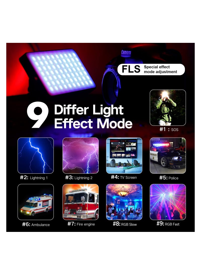 Barakah Pocket RGB Camera Light, Full Color Gamut LED Light 360-Degree RGB Light Aluminum Alloy Camera Light 2600-10000K Full Spectrum RGB Light 9 Light Effects RGB Light with Aluminum Alloy Body - Image 2