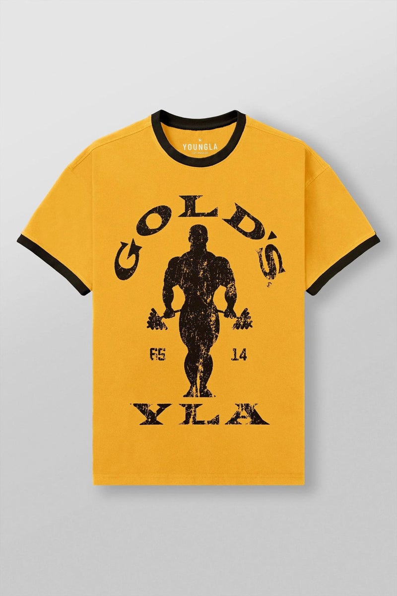 Youngla Joint Gold'S Men'S T-Shirt Jogger Sports Fitness Cotton Slim Short Sleeve - Image 1