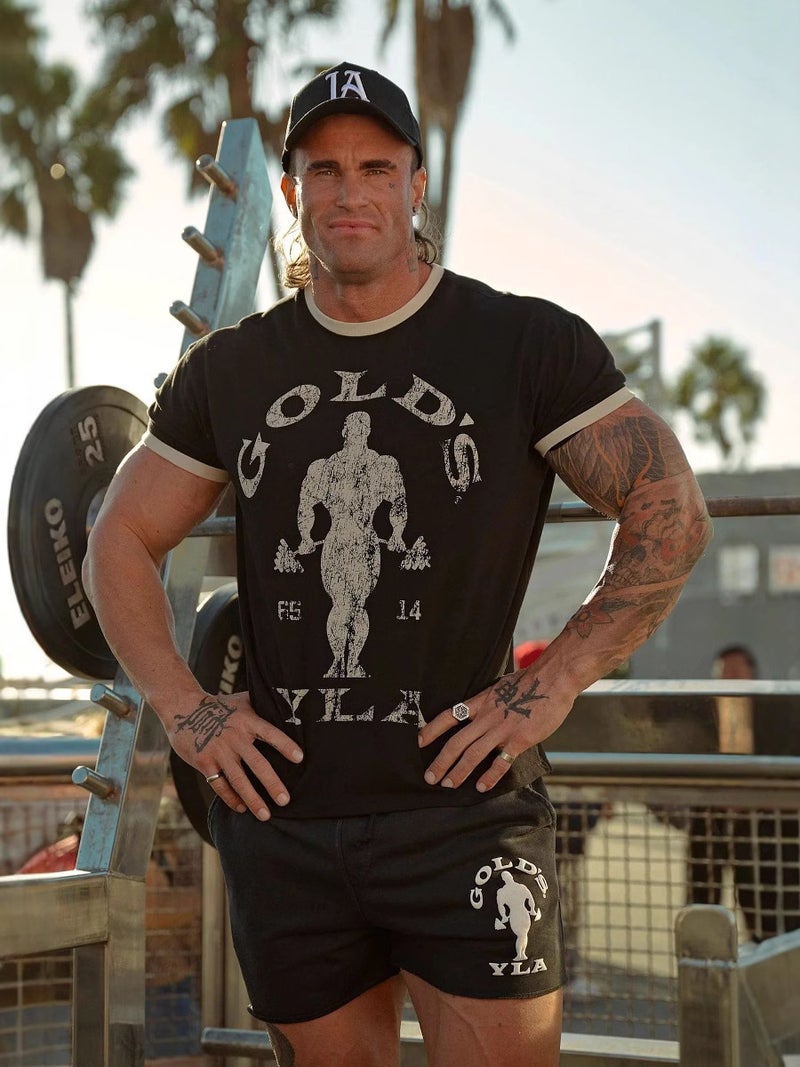 Youngla Joint Gold'S Men'S T-Shirt Jogger Sports Fitness Cotton Slim Short Sleeve - Image 5