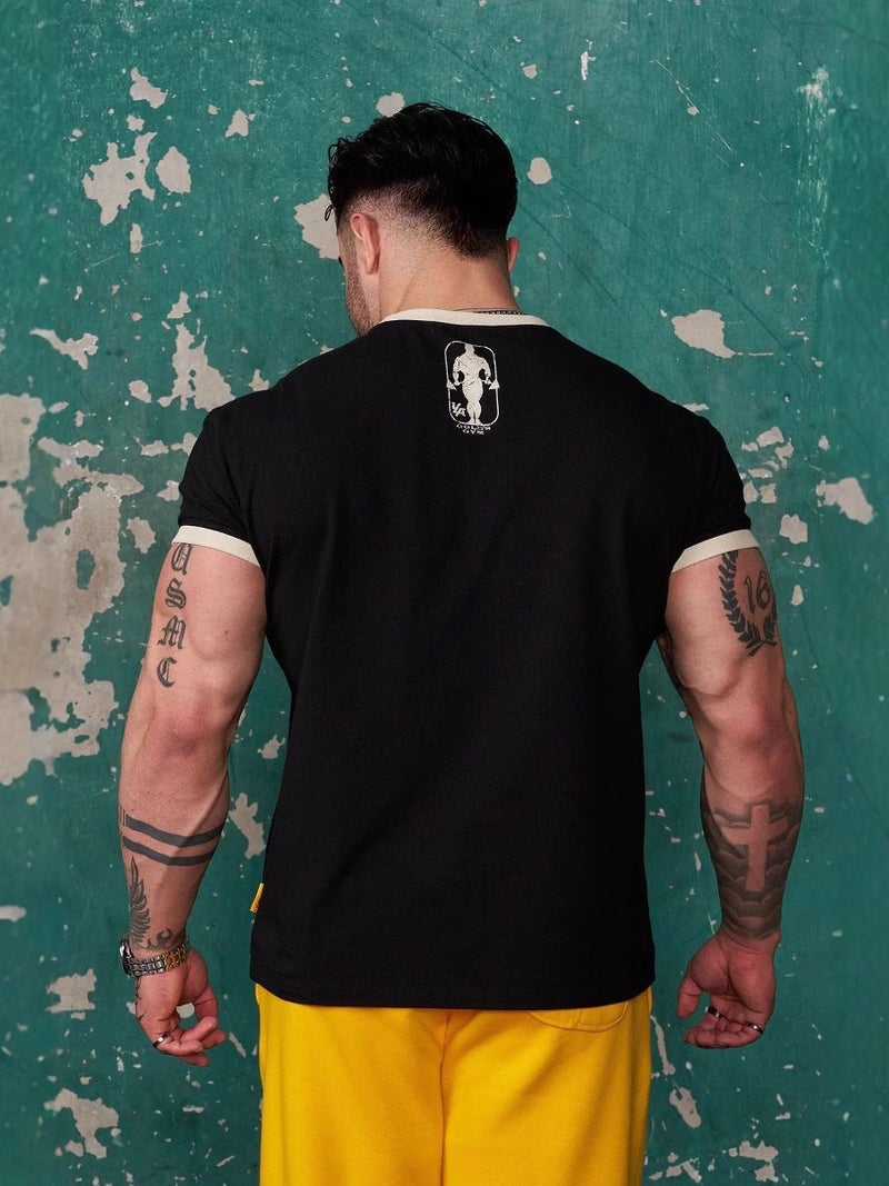 Youngla Joint Gold'S Men'S T-Shirt Jogger Sports Fitness Cotton Slim Short Sleeve - Image 3