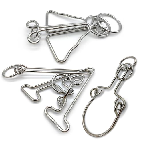 Zooshine 3 Pcs Large Metal Brain Puzzle TeasersChallenging for Party GamesOffice Toy Gift for Adults and Teens - Image 1