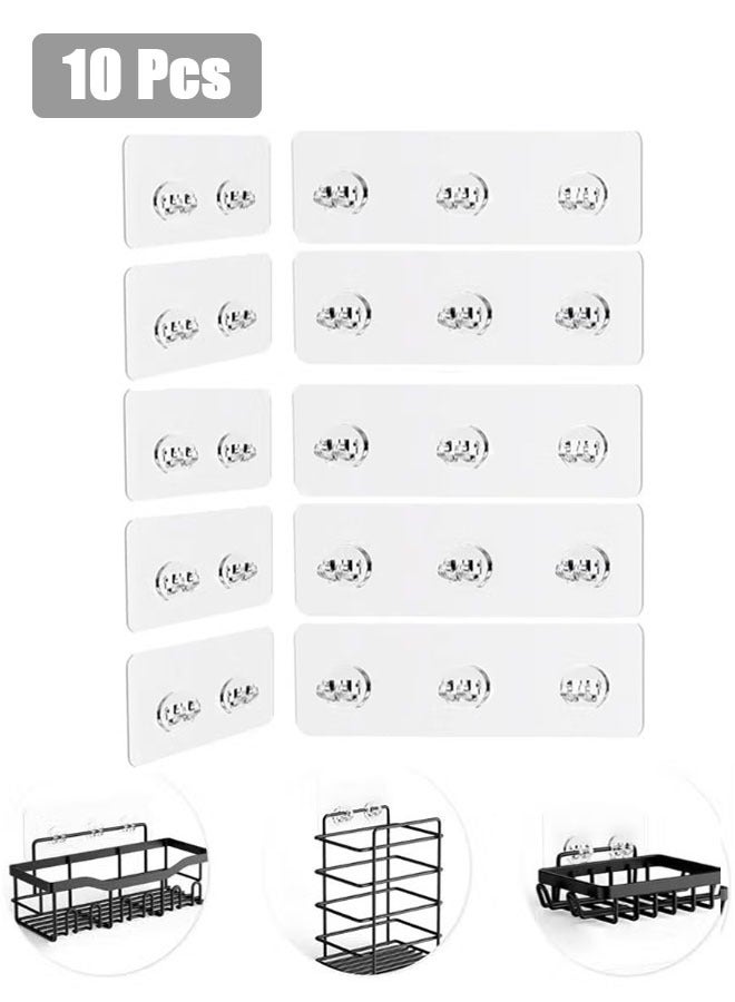GMORO 10PCS Shower Caddy Adhesive Replacement, Adhesive Shower Caddy Shelf Adhesive, Strong Adhesive Hooks, No Drilling Shower Shelves for Bathroom, Kitchen, Soap Holder - Image 1