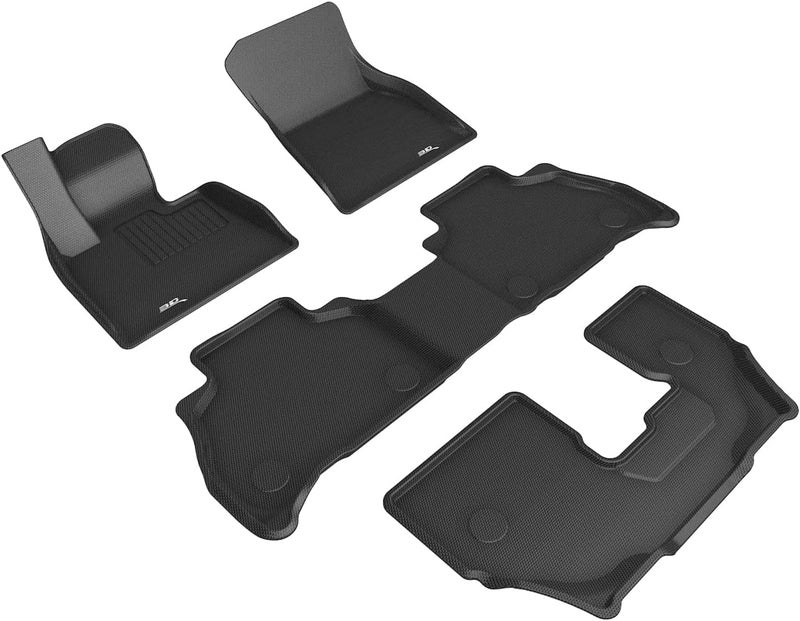 3D MAXpider Custom Fit Kagu Floor Mat (Black) for 2019-2023 BMW X7 (G07) 7-Passenger - 1ST Row 2ND Row 3RD Row - Image 1