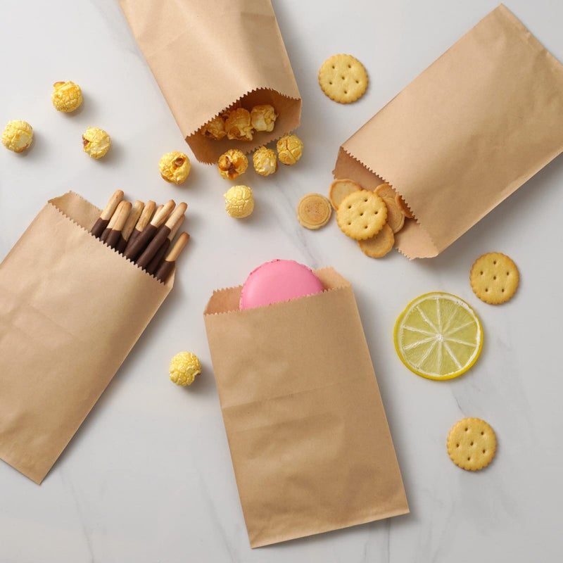 Tendwarm 100 Pcs 3x5 Inches Mini Size Small Brown Kraft Paper Treat Bags Flat Favor Gift Bag for Party Wedding - Image 5