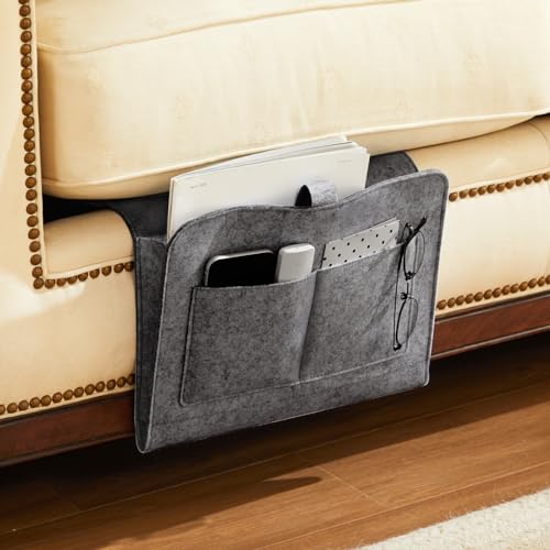 YOUDENOVA Bedside Caddy, Bedside Organizer for Dorm Room, Bunk Bed, Grey - Image 2