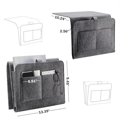 YOUDENOVA Bedside Caddy, Bedside Organizer for Dorm Room, Bunk Bed, Grey - Image 3