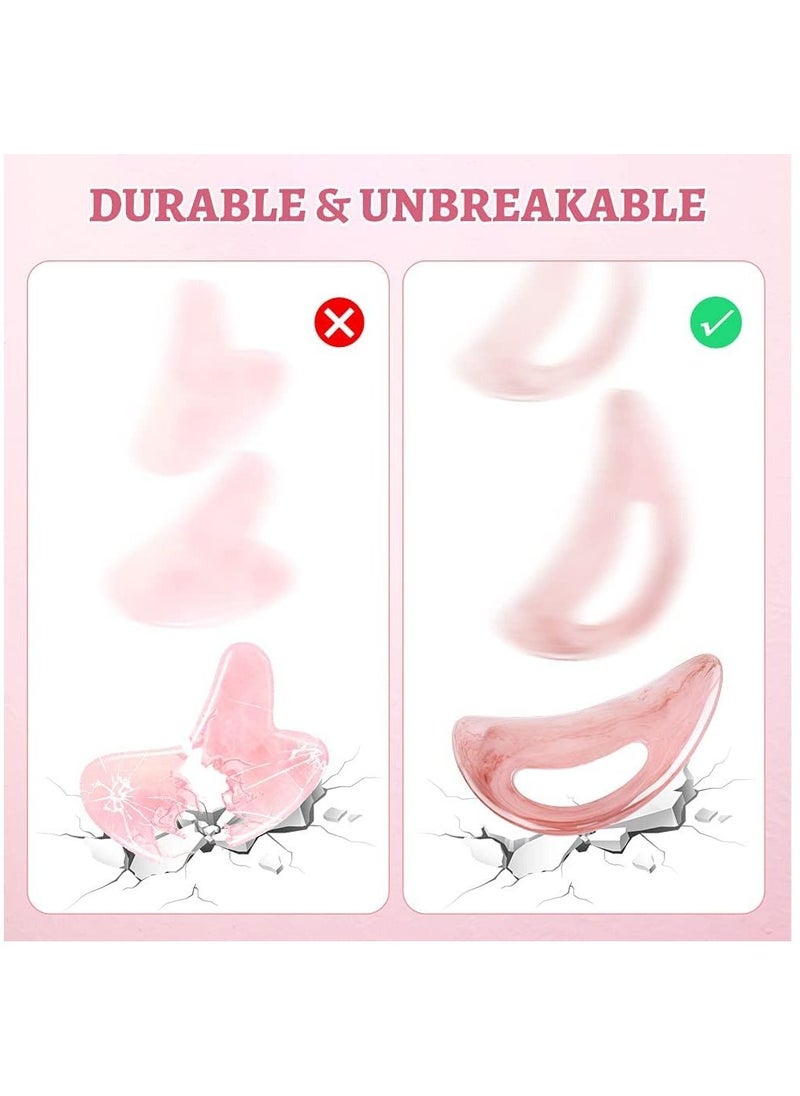 KASTWAVE - Gua Sha Massage Tool, Lymphatic Drainage Massager, Resin Scraping Tool, Natural Stone Gua Sha Board for SPA Acupuncture Physical Therapy Muscle Knots Facial Caring Point Treatment(Large Pink) - Image 1