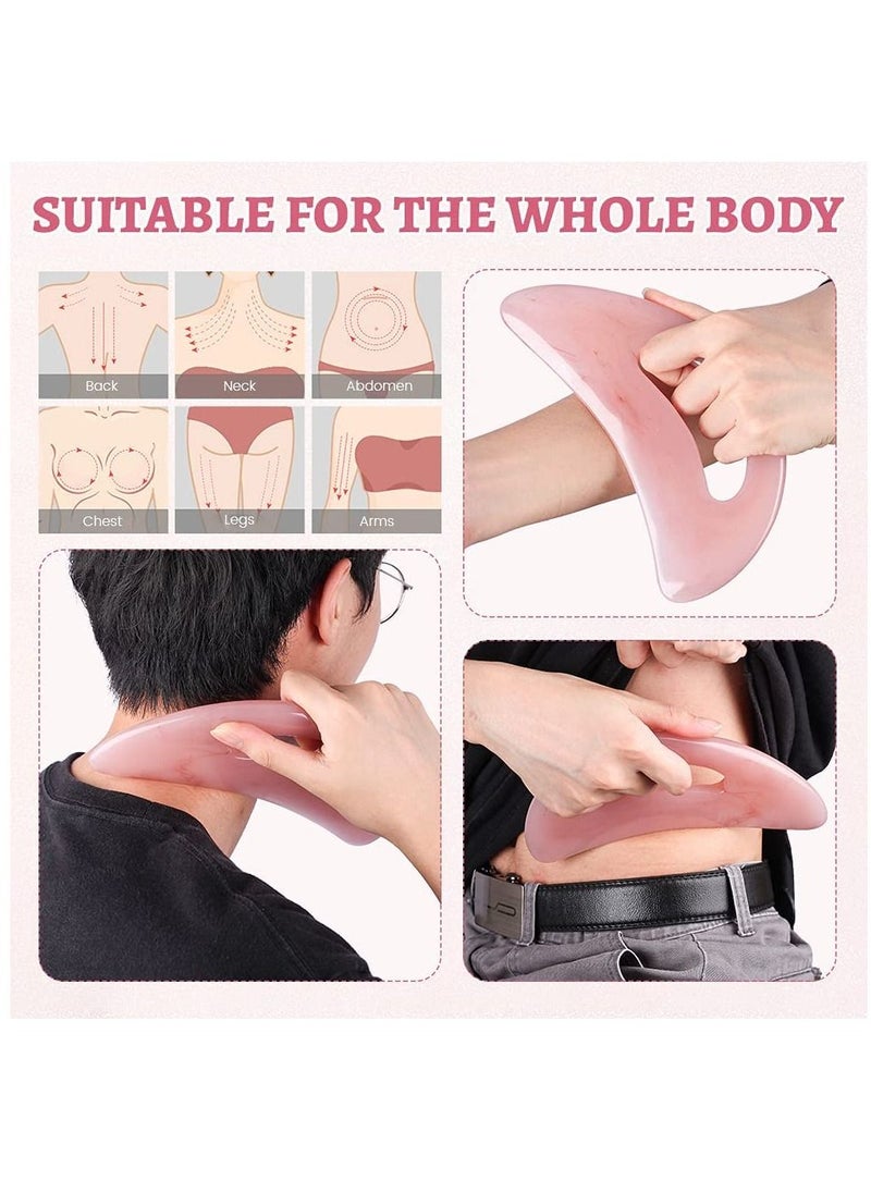 KASTWAVE - Gua Sha Massage Tool, Lymphatic Drainage Massager, Resin Scraping Tool, Natural Stone Gua Sha Board for SPA Acupuncture Physical Therapy Muscle Knots Facial Caring Point Treatment(Large Pink) - Image 1