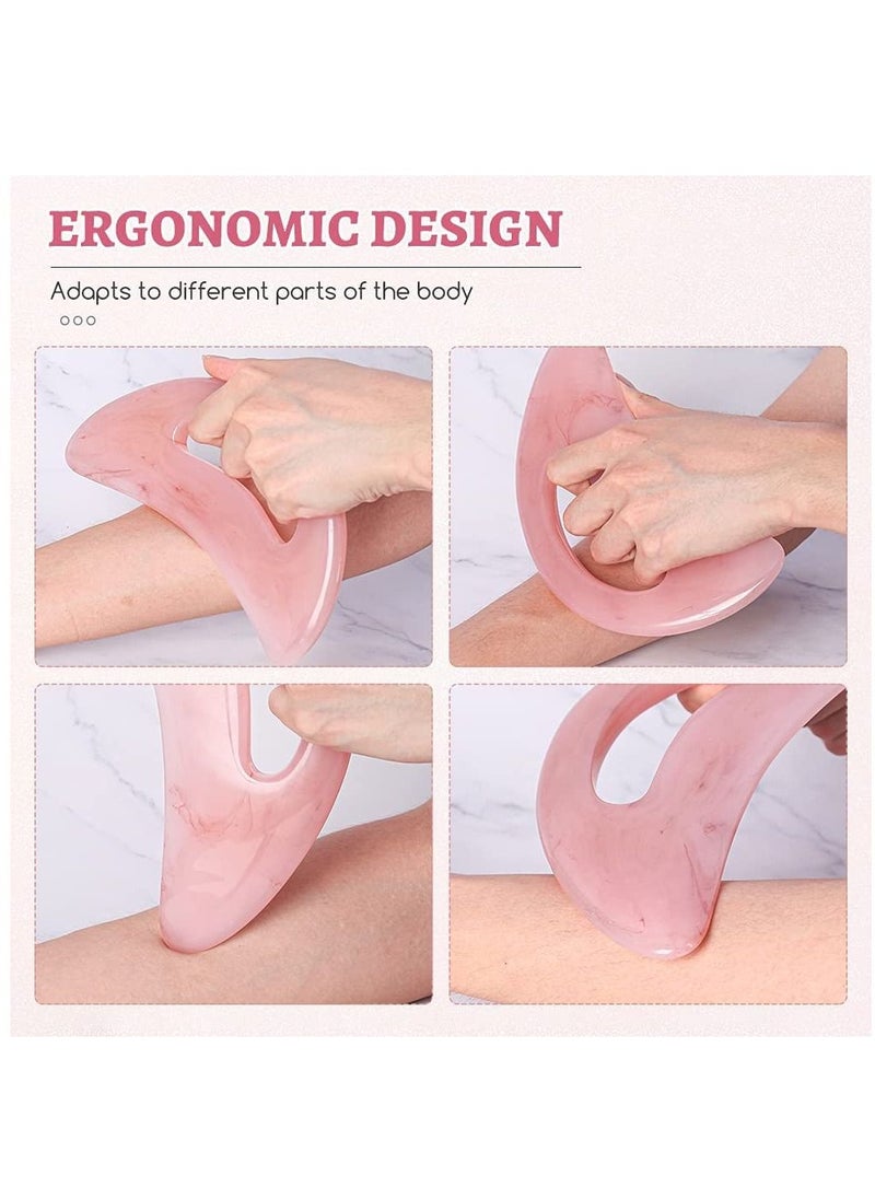 KASTWAVE - Gua Sha Massage Tool, Lymphatic Drainage Massager, Resin Scraping Tool, Natural Stone Gua Sha Board for SPA Acupuncture Physical Therapy Muscle Knots Facial Caring Point Treatment(Large Pink) - Image 1