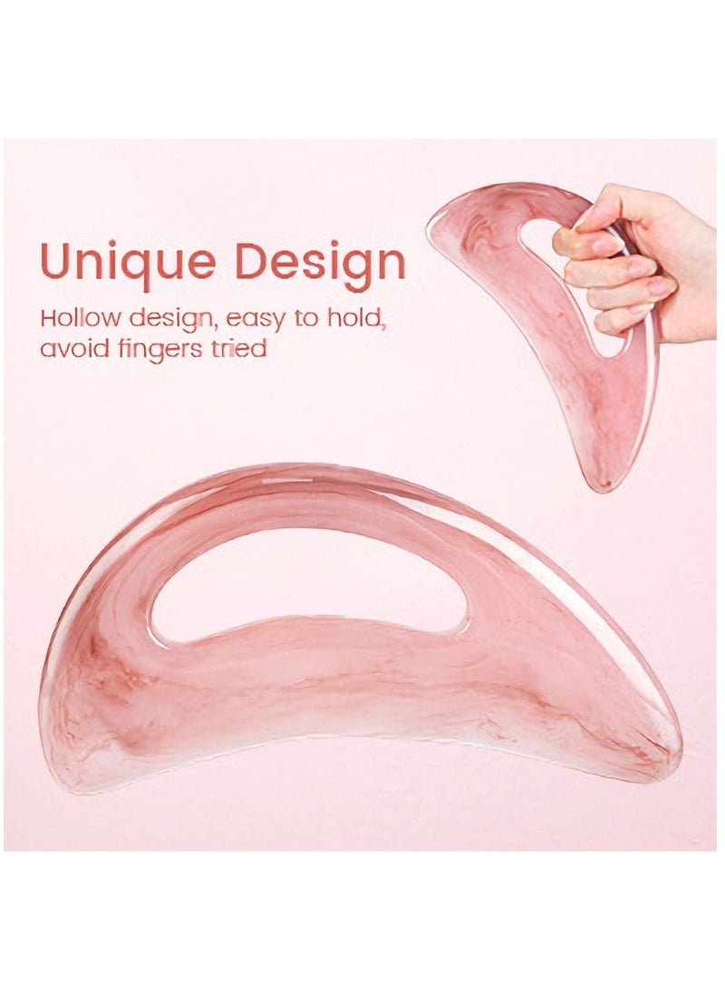 KASTWAVE - Gua Sha Massage Tool, Lymphatic Drainage Massager, Resin Scraping Tool, Natural Stone Gua Sha Board for SPA Acupuncture Physical Therapy Muscle Knots Facial Caring Point Treatment(Large Pink) - Image 1