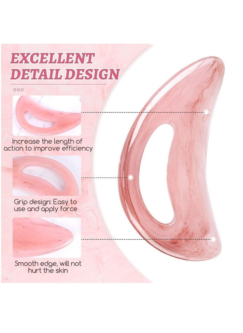 KASTWAVE - Gua Sha Massage Tool, Lymphatic Drainage Massager, Resin Scraping Tool, Natural Stone Gua Sha Board for SPA Acupuncture Physical Therapy Muscle Knots Facial Caring Point Treatment(Large Pink) - Image 1