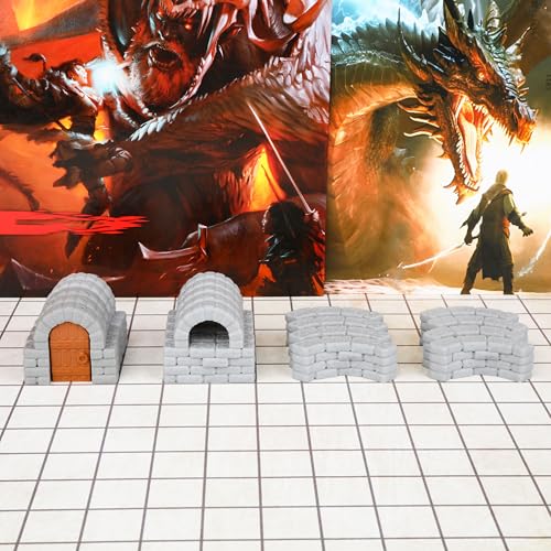 AUSPDICE Dungeon Walls 40pcs 28mm Miniature RPG Terrain Modular System DND Terrain Building Accessories for Tabletop RPG Role Playing Scenes Gift of Christmas Halloween for DM Expansion Pack 3 - Image 1