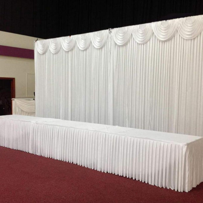 Luxury Ice Silk Backdrop Curtains 10x10ft Wedding Stage Backdrop Drapes Silk Fabric Curtain Panels for Wedding Ceremony Party Event Birthday Home Window Decorations White