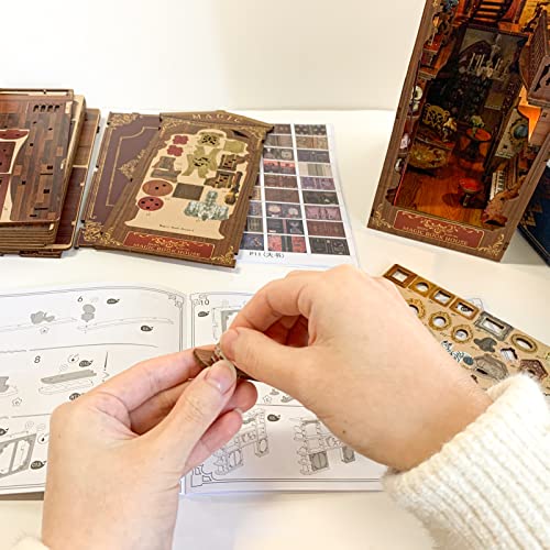 Spilay DIY Book Nook Kit,DIY Dollhouse Booknook Bookshelf Insert Decor Alley,Bookends Model Build kit,Handmade Crafts Gifts for Birthday Christmas - Image 5