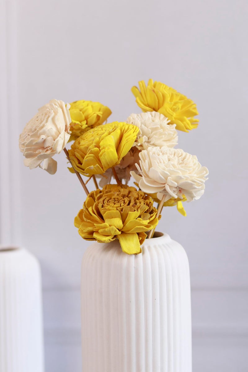 Craftribal's Modern White Ceramic Flower Vase(10 Inches) for Living Room, Flower Pots for Home Decoration, Home Decor, Line Vase,Ribbed Vase - Image 3
