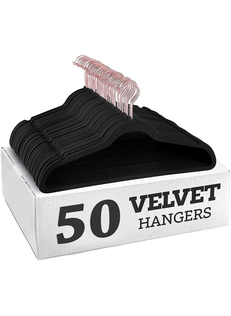 Y&D Black Rose Gold 50-Piece Flocking Clothes Drying Magic Anti Wrinkle Multi Function Anti Slip Hanger  - Image 1