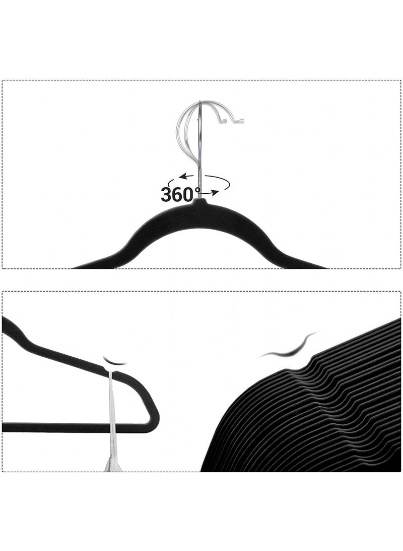 Y&D Black Rose Gold 50-Piece Flocking Clothes Drying Magic Anti Wrinkle Multi Function Anti Slip Hanger  - Image 3