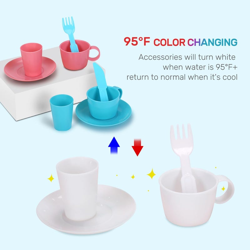 CUTE STONE Color Changing Kitchen Sink Toys, Children Electric Dishwasher Playing Toy with Running Water, Upgraded Faucet, Automatic Water Cycle System Play House Pretend Role Play Toys for Boys Girls - Image 3